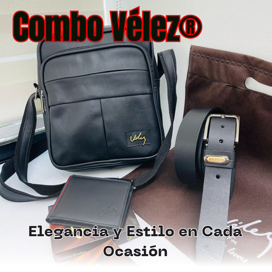 Combo Vélez™ Bolso, Billetera, Correa y bolsa de regalo